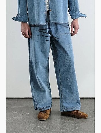 Camisa oversized em denim de algodão masculina giesto