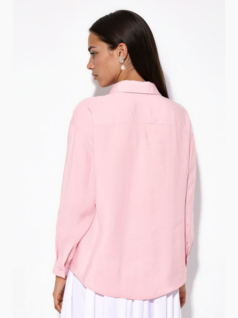 Camisa oversized em mistura de modal e viscose hiccup Rosa doce - Kiabi
