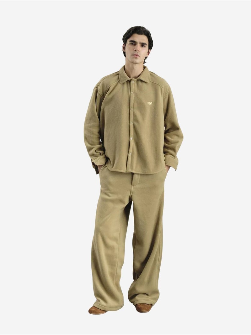 Camisa oversized em peluche com fecho de botões de pressão giesto Greige - Kiabi