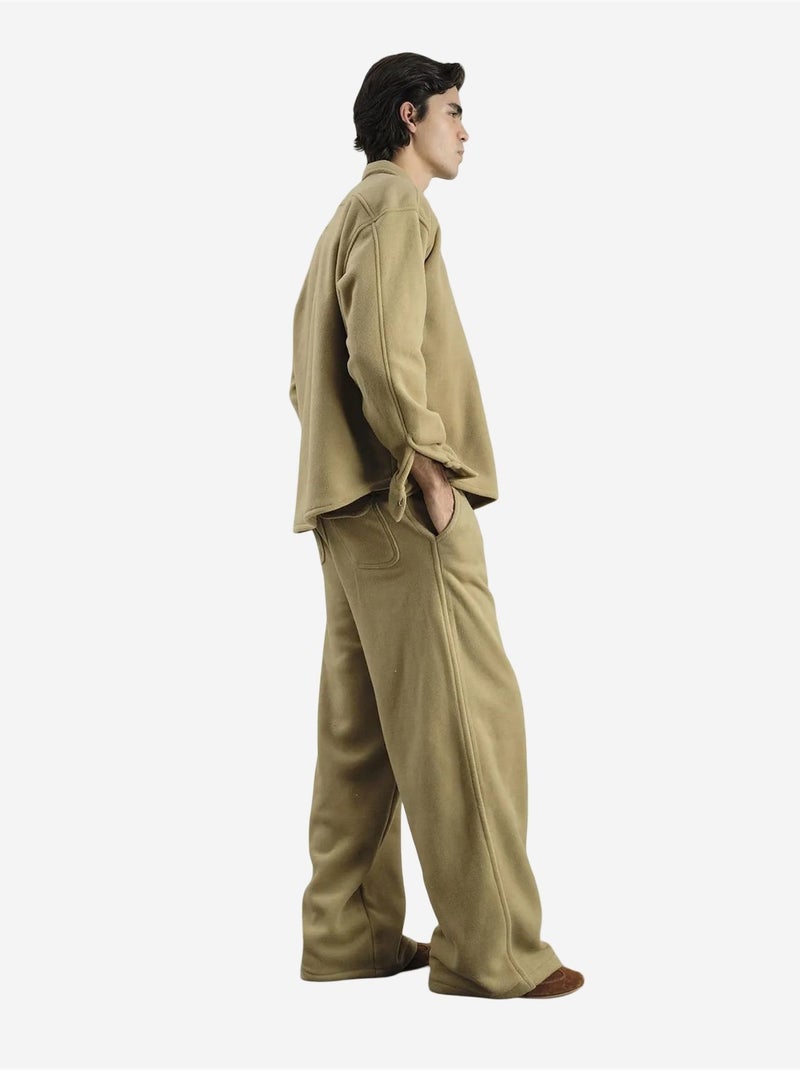 Camisa oversized em peluche com fecho de botões de pressão giesto Greige - Kiabi