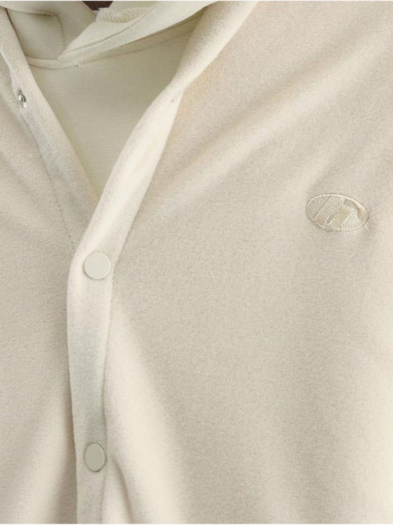 Camisa oversized em peluche com fecho de molas de pressão giesto Bege-argila - Kiabi