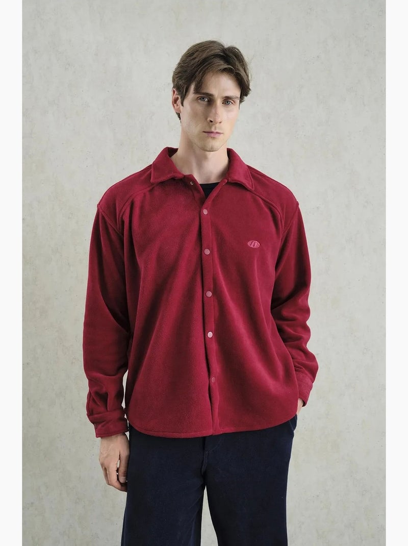 Camisa oversized em peluche com fecho de molas giesto Vermelho bordô - Kiabi