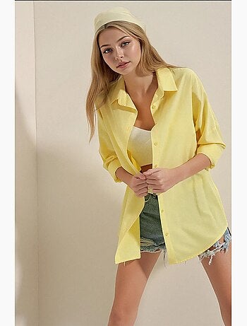Camisa oversized em popelina com padrão e botões bdart