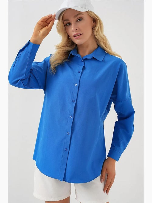 Camisa oversized em popelina com padrão e botões bdart - Kiabi Camisa oversized em popelina com padrão e botões bdart - Kiabi