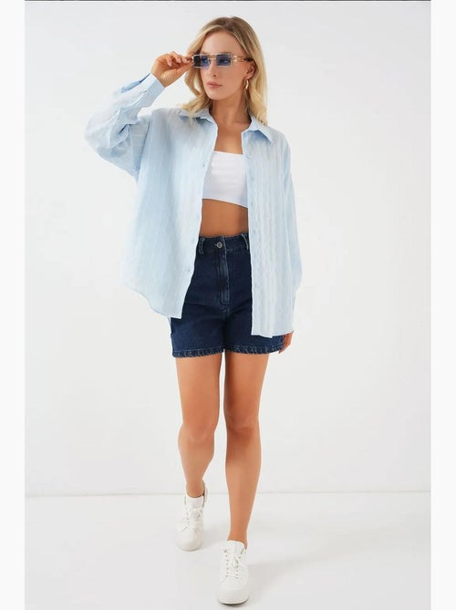 Camisa oversized em popelina com padrão e botões bdart - Kiabi Camisa oversized em popelina com padrão e botões bdart - Kiabi