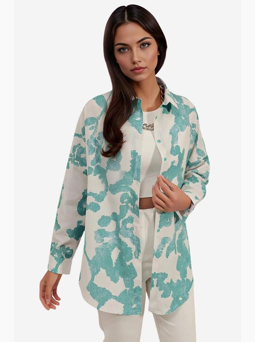 Camisa oversized em popelina com padrão e botões bdart - Kiabi Camisa oversized em popelina com padrão e botões bdart - Kiabi