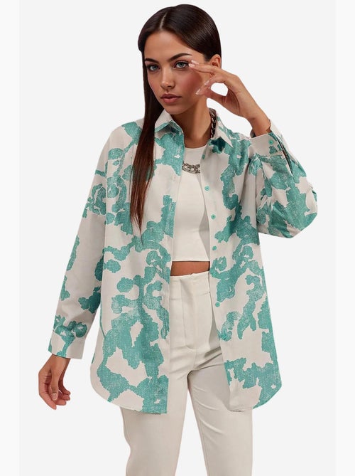 Camisa oversized em popelina com padrão e botões bdart - Kiabi Camisa oversized em popelina com padrão e botões bdart - Kiabi