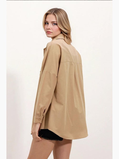 Camisa oversized em popelina com padrão e botões bdart - Kiabi Camisa oversized em popelina com padrão e botões bdart - Kiabi