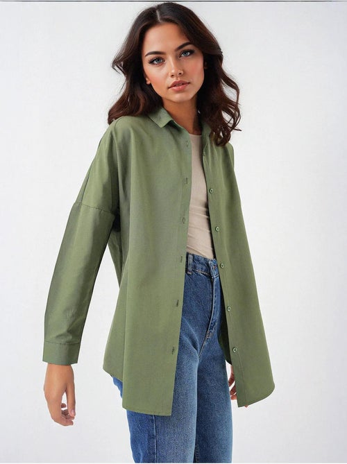 Camisa oversized em popelina com padrão e botões bdart - Kiabi Camisa oversized em popelina com padrão e botões bdart - Kiabi