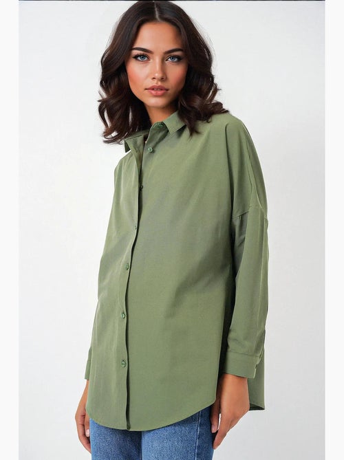 Camisa oversized em popelina com padrão e botões bdart - Kiabi Camisa oversized em popelina com padrão e botões bdart - Kiabi