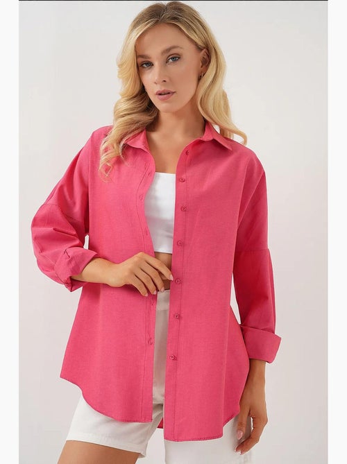 Camisa oversized em popelina com padrão e botões bdart - Kiabi Camisa oversized em popelina com padrão e botões bdart - Kiabi