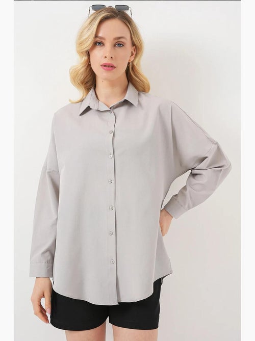 Camisa oversized em popelina com padrão e botões bdart - Kiabi