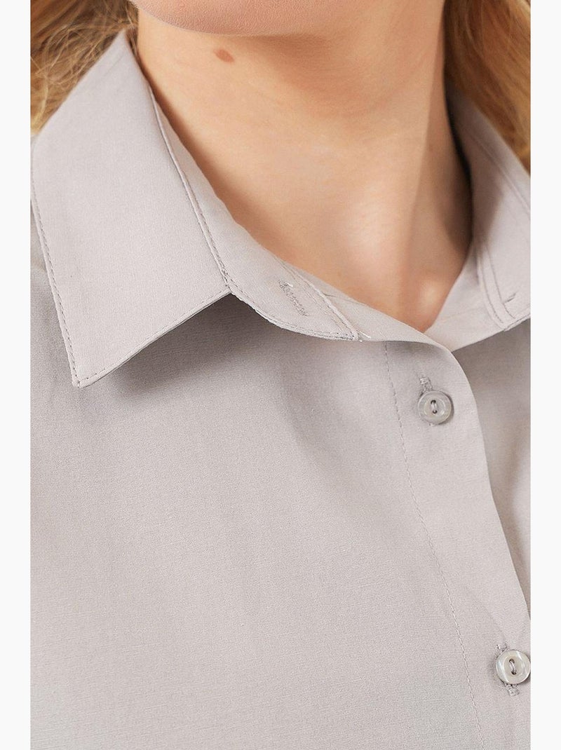 Camisa oversized em popelina com padrão e botões bdart Cinza claro - Kiabi