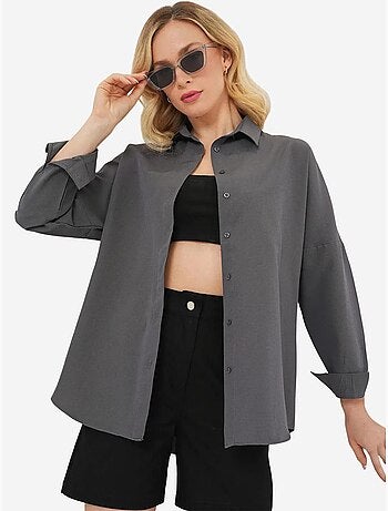 Camisa oversized em popelina com padrão e botões bdart