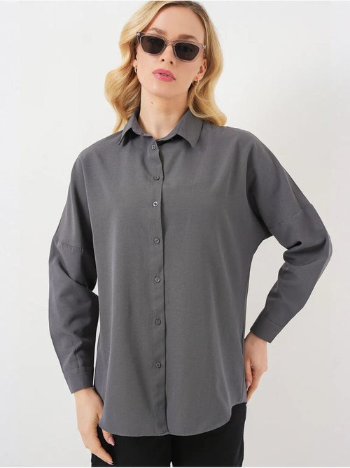 Camisa oversized em popelina com padrão e botões bdart - Kiabi Camisa oversized em popelina com padrão e botões bdart - Kiabi