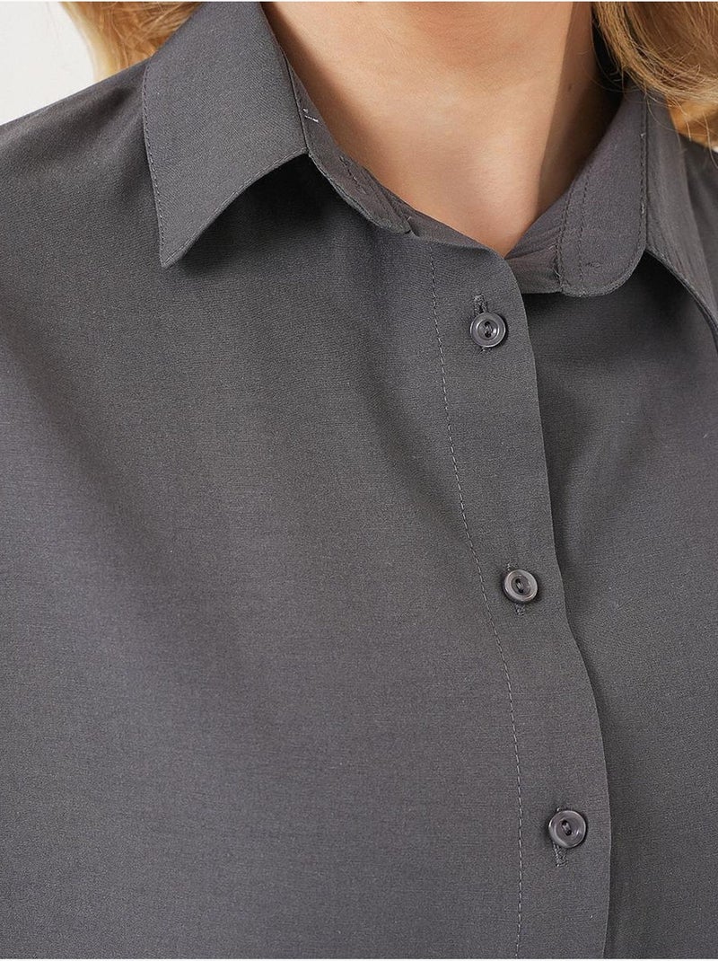 Camisa oversized em popelina com padrão e botões bdart Cinza-preto - Kiabi