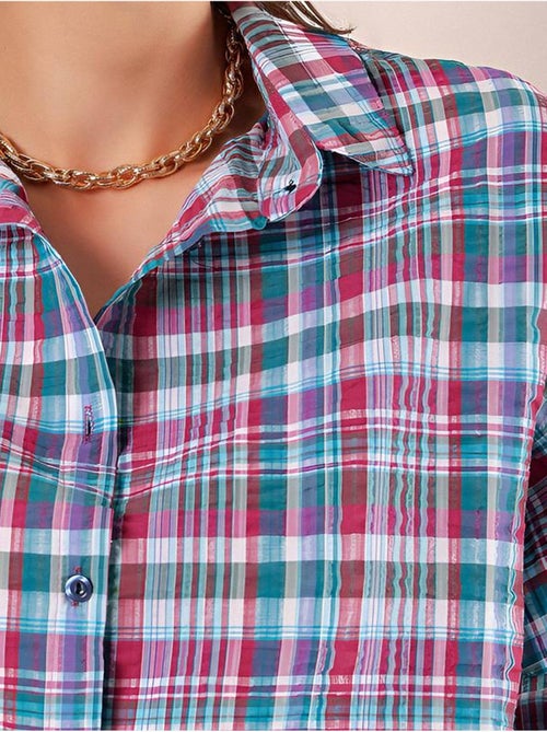 Camisa oversized em popelina com padrão e botões bdart - Kiabi