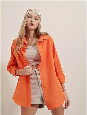 Camisa oversized em popelina com padrão e botões bdart