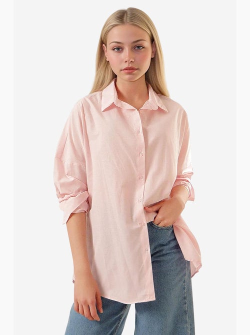 Camisa oversized em popelina com padrão e botões bdart - Kiabi