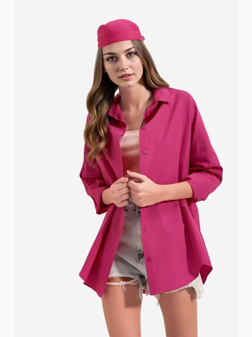 Camisa oversized em popelina com padrão e botões bdart - Kiabi
