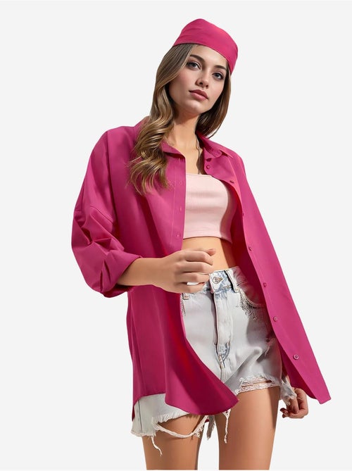 Camisa oversized em popelina com padrão e botões bdart - Kiabi