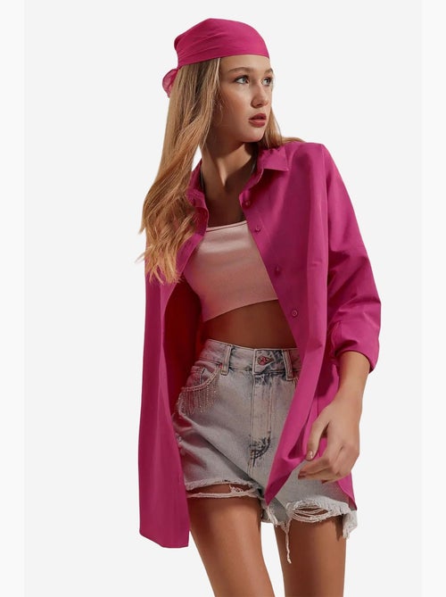 Camisa oversized em popelina com padrão e botões bdart - Kiabi