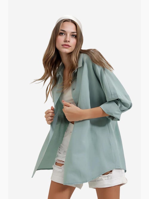 Camisa oversized em popelina com padrão e botões bdart - Kiabi