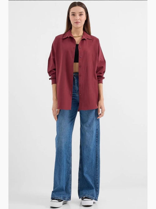 Camisa oversized em popelina com padrão e botões bdart - Kiabi Camisa oversized em popelina com padrão e botões bdart - Kiabi