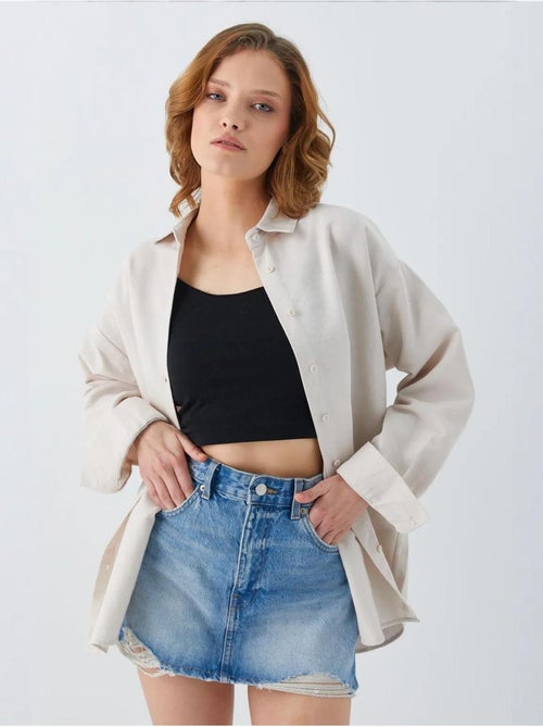 Camisa oversized em popelina mixray - Kiabi Camisa oversized em popelina mixray - Kiabi
