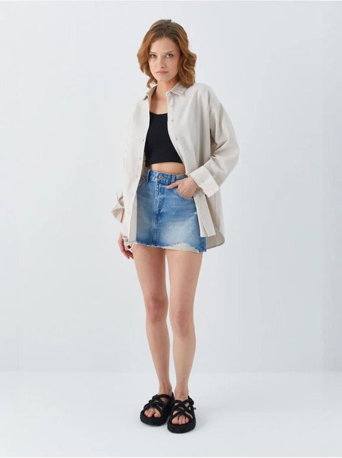 Camisa oversized em popelina mixray - Kiabi Camisa oversized em popelina mixray - Kiabi