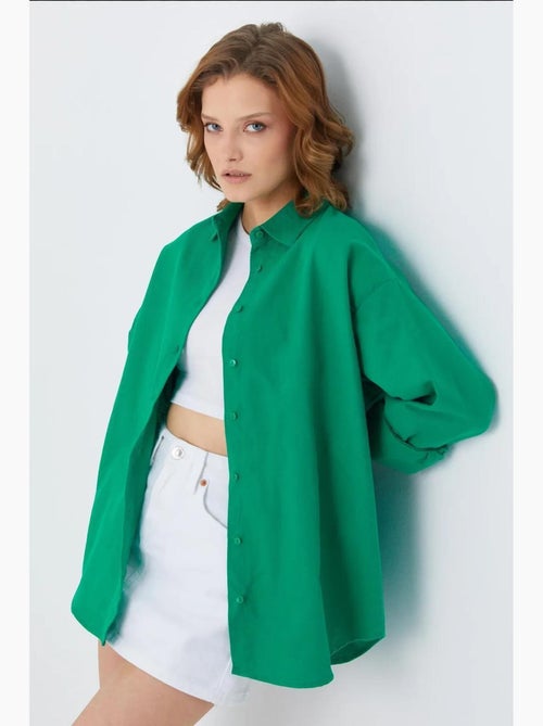 Camisa oversized em popelina mixray - Kiabi