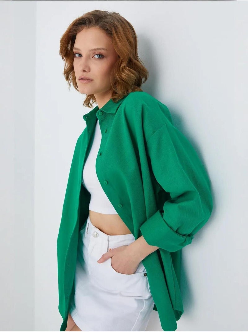 Camisa oversized em popelina mixray Verde - Kiabi