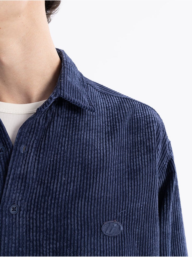Camisa oversized em veludo giesto Azul-lago - Kiabi