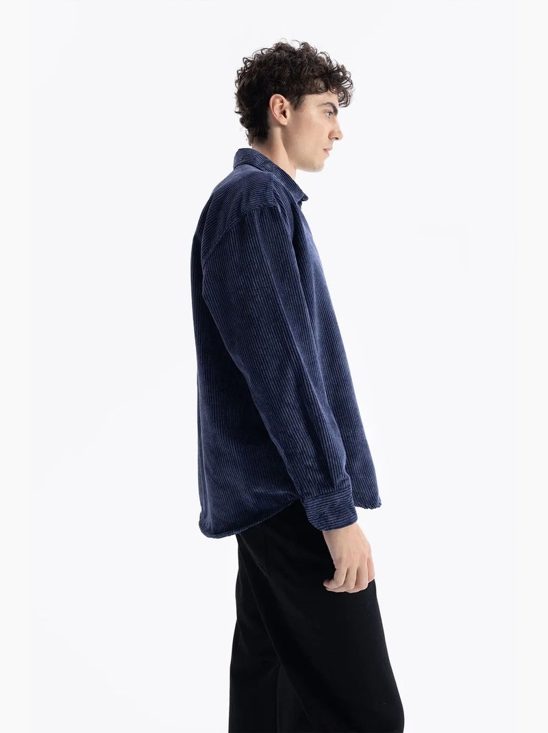 Camisa oversized em veludo giesto Azul-lago - Kiabi