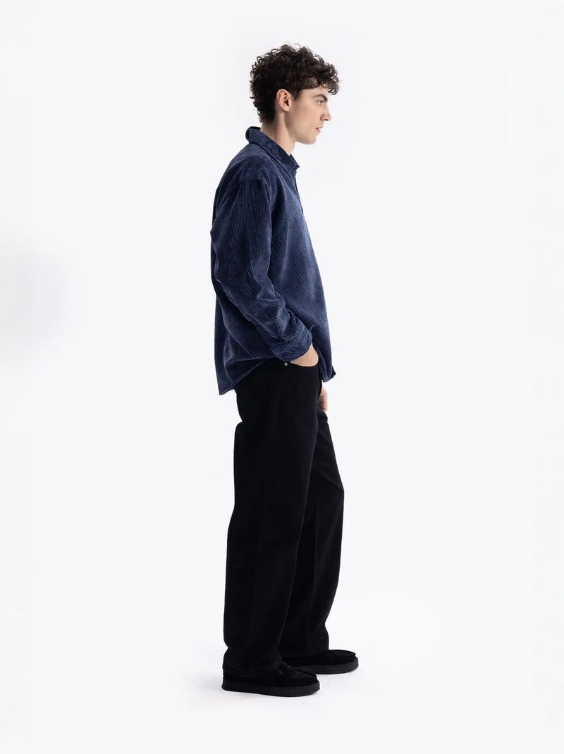 Camisa oversized em veludo giesto Azul-lago - Kiabi