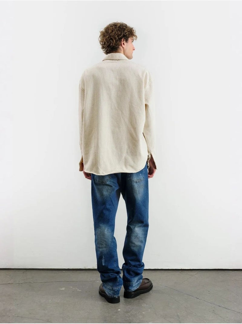 Camisa oversized em veludo giesto Bege-argila - Kiabi