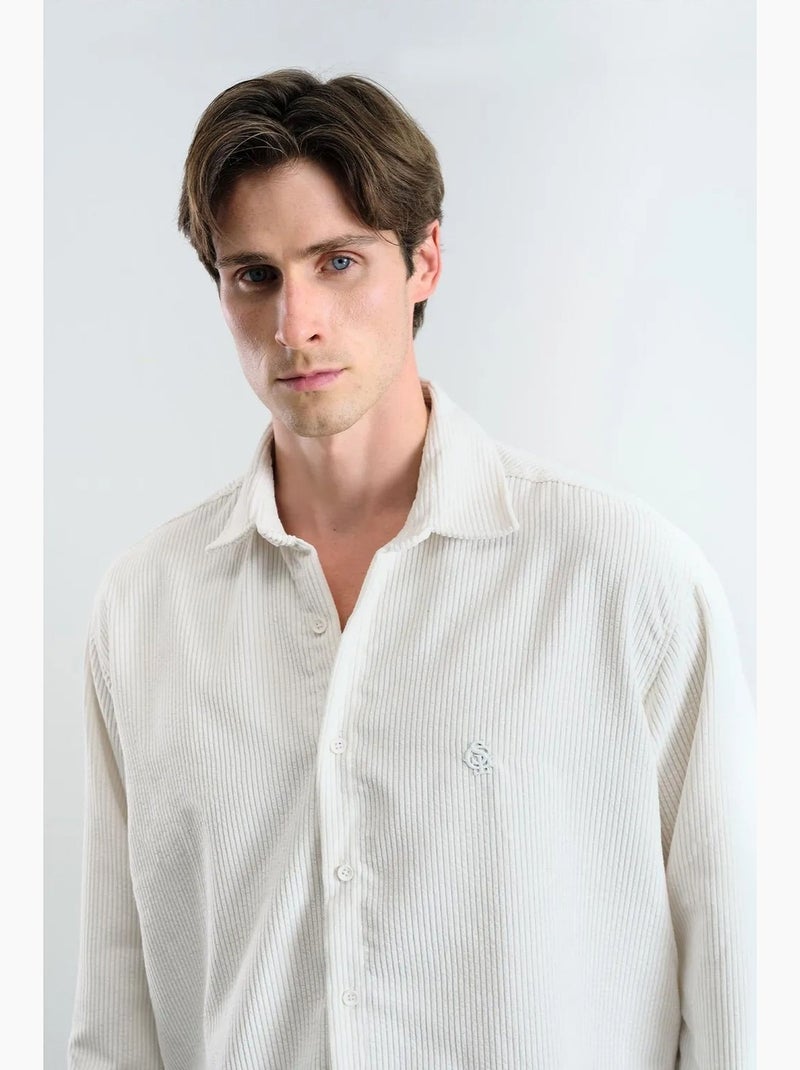 Camisa oversized em veludo giesto Branco - Kiabi
