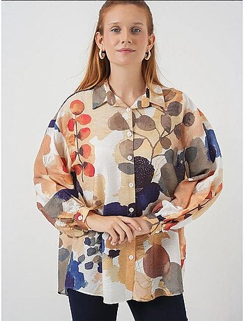 Camisa oversized floral com botões bdart