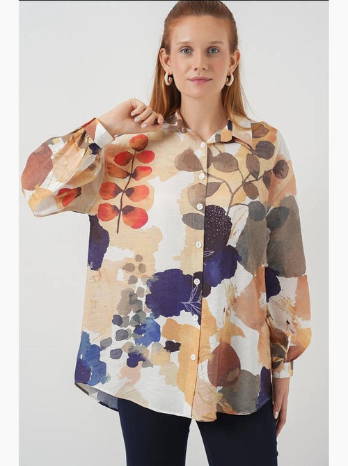 Camisa oversized floral com botões bdart - Kiabi Camisa oversized floral com botões bdart - Kiabi
