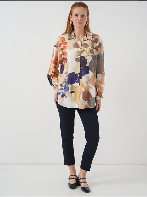 Camisa oversized floral com botões bdart - Kiabi Camisa oversized floral com botões bdart - Kiabi