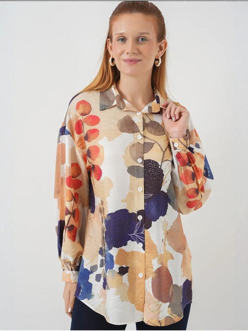 Camisa oversized floral com botões bdart - Kiabi Camisa oversized floral com botões bdart - Kiabi