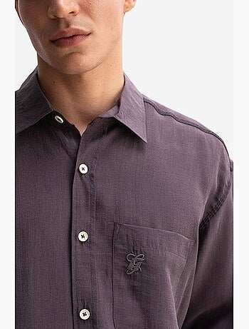 Camisa oversized masculina de manga comprida com bolso giesto