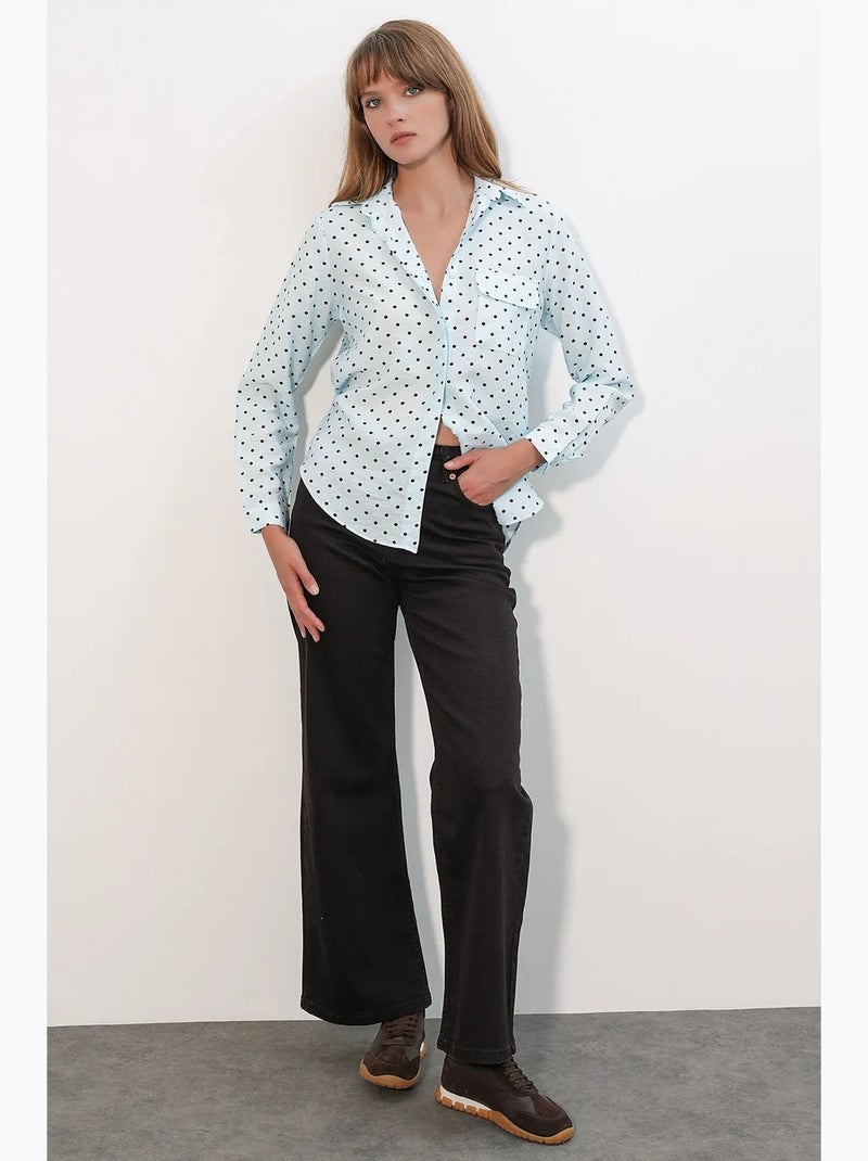 Camisa oversized tecida com bolinhas bdart Azul-céu - Kiabi