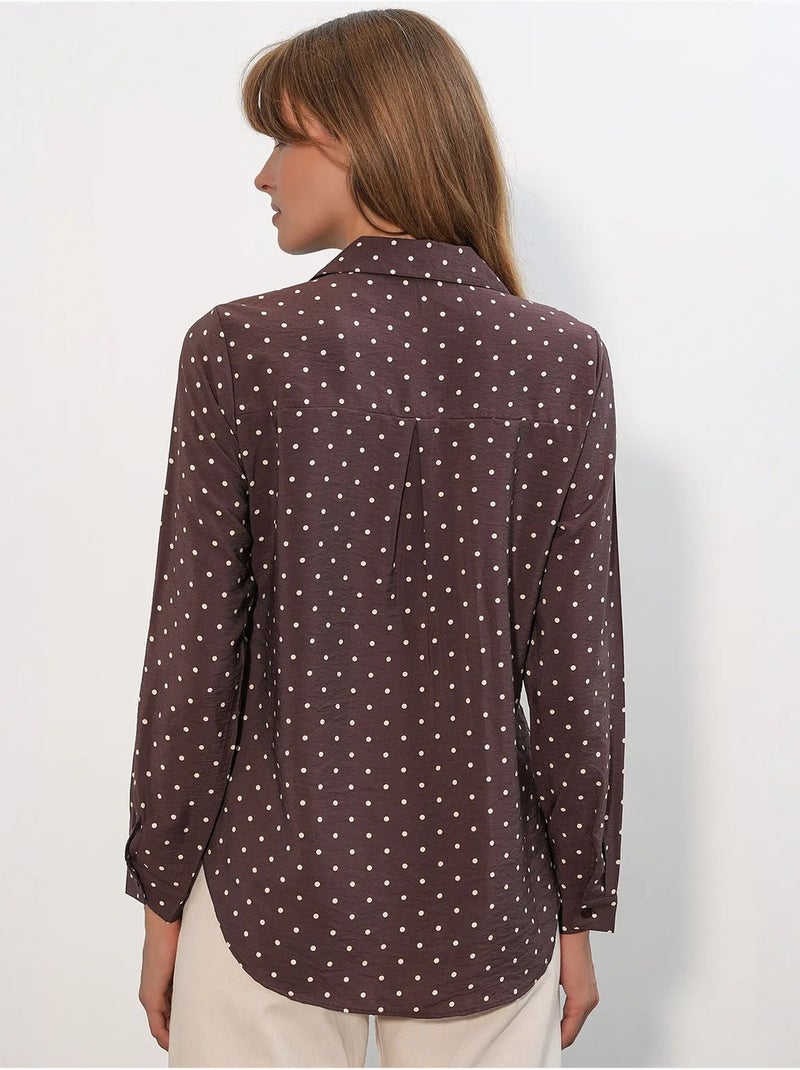 Camisa oversized tecida com bolinhas bdart Castanho-chocolate - Kiabi