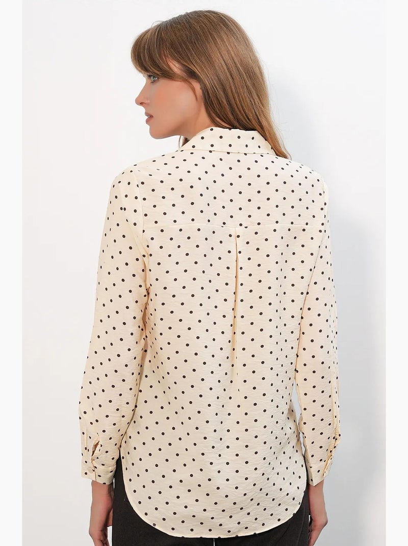 Camisa oversized tecida com bolinhas bdart Creme - Kiabi