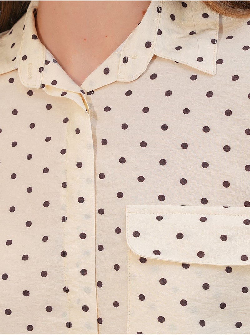 Camisa oversized tecida com bolinhas bdart Creme - Kiabi