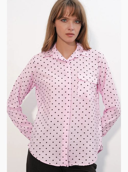 Camisa oversized tecida com bolinhas bdart - Kiabi