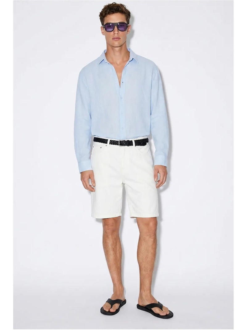 Camisa oversized texturizada com abotoamento frontal lucci Azul-céu - Kiabi