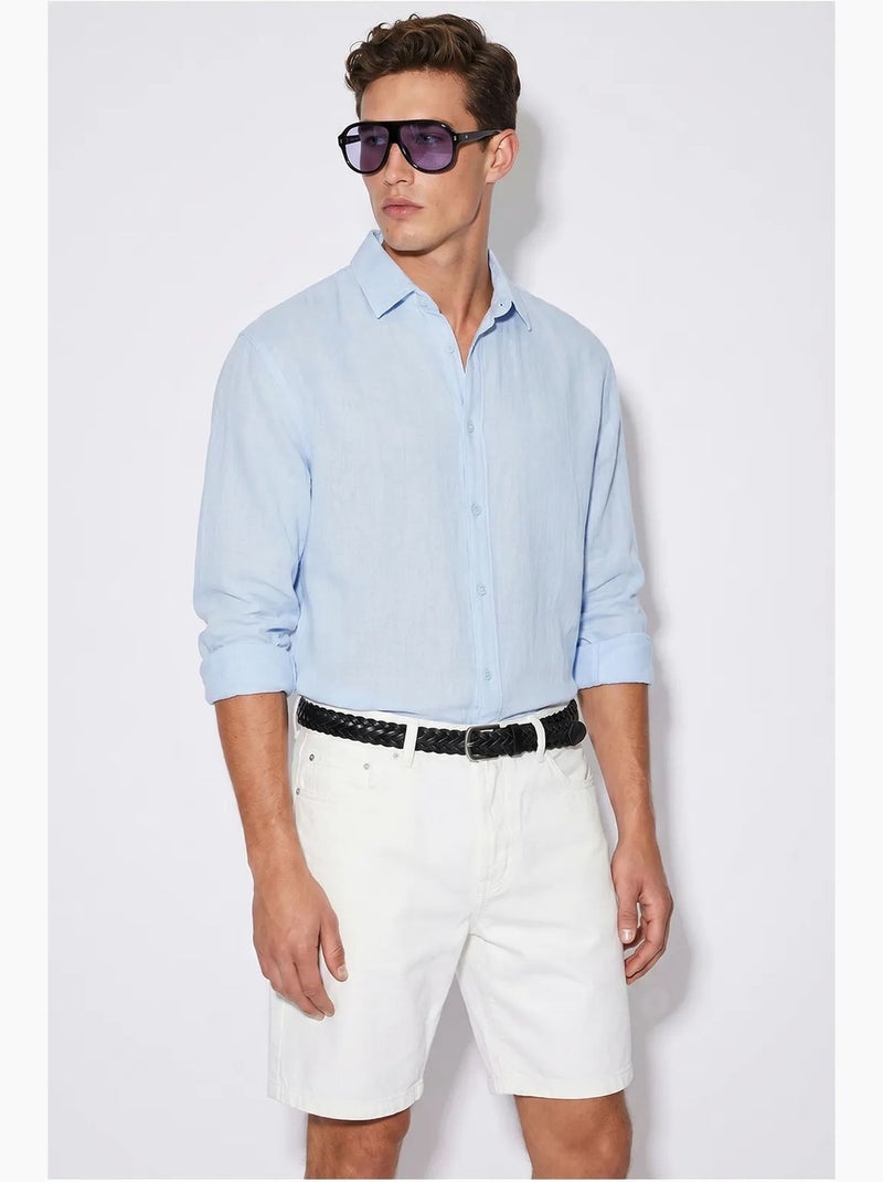 Camisa oversized texturizada com abotoamento frontal lucci Azul-céu - Kiabi