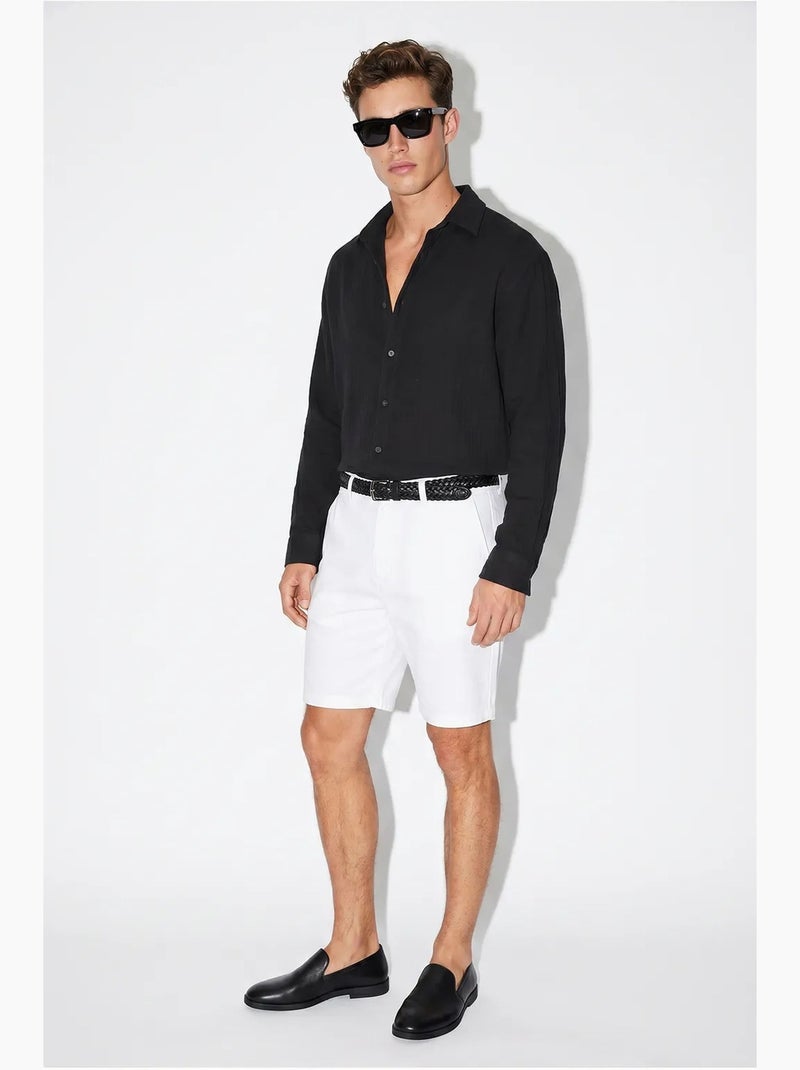 Camisa oversized texturizada com abotoamento frontal lucci Preto - Kiabi
